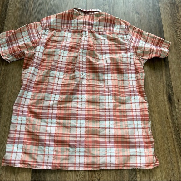 Eddie Bauer Mens Shirt XL Tall Orange Plaid Short Sleeve Performance Pocket Hike - Picture 9 of 11